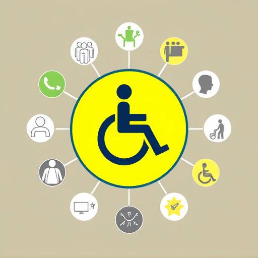 Image représentant l'accessibilité avec une icône de personne en fauteuil roulant et des symboles de diversité
