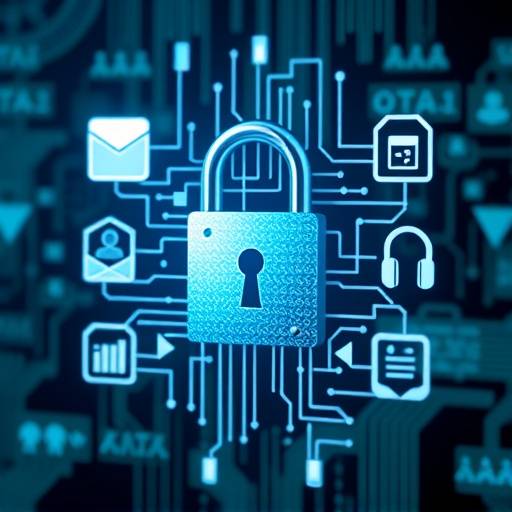 Une image symbolique représentant la confidentialité des données, avec un cadenas et des icônes de données numériques protégées par un bouclier.